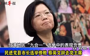 台湾地区县市长选举落幕民进党惨败，蔡英文辞去党主席职务