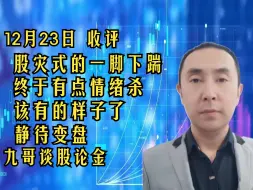 12月23日  收评  股灾式的一脚下踹, 终于有点情绪杀该有的样子了！ 静待变盘！