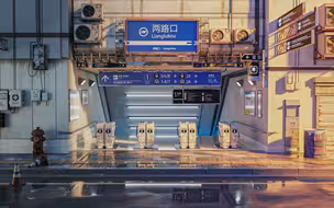 【Blender】车站场景建模渲染（评论区分享工程）