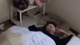 我家小狗睡醒会叠被