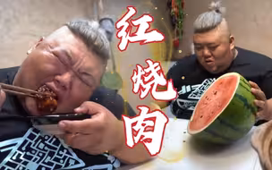 红烧肉还得吃大块的，再喝一口大碗酒，真是人间美味啊