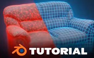 【Blender教程】3分钟实现整理3D扫描物体布线