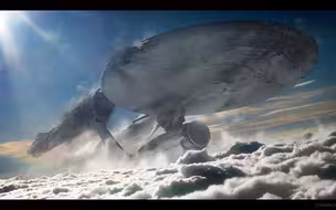 星际迷航 企业号星舰飞出地球大气层
