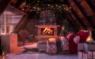 【助眠氛围音】8小时 | 舒适的小屋，有雪花飘落和壁炉的声音，可以睡觉、放松、学习