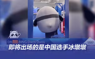 即将出场的是中国选手冰墩墩，身高1米，体重保密