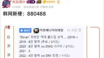 多兰又爆了，抗吧热议之热心KR网友再造新梗880488来记录兰神至今的世界赛表现，这是有多狠啊?