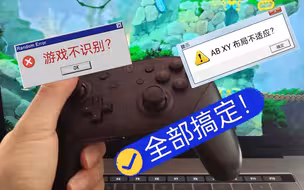 Switch Pro 手柄连电脑，游戏不识别？ABXY 是反的？这个视频全部搞定！