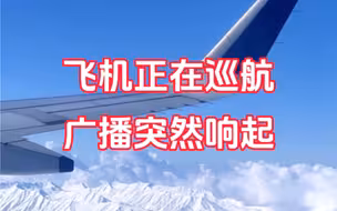 飞机正在巡航，机舱广播突然响起。