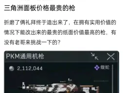 三角洲面板价格最贵的枪