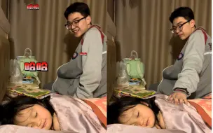 哥哥半夜排队半小时买了妹妹喜欢吃的烤冷面，结果…哈哈，不好意思，妈妈要吃了哦～