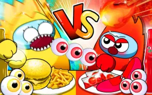AMONGUS喜欢的玩具！黄色VS红色玩具挑战！ AMONGUS ANIMATION MUKBANG