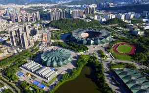 航拍深圳龙岗大运中心区域   Shenzhen Universiade Center