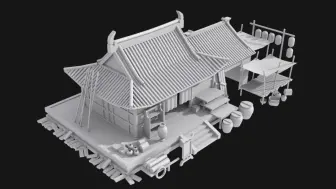 【3dmax建模】3小时教会你古风建筑场景建模，3dmax零基础布线讲解，3dmax新手建模案例教程