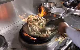 看看五星级酒店大厨炒肉片，颠锅技术一流，月薪上万的吧