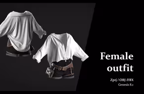 MD服装女性衬衫牛仔短裤超短裤腰带套装ZPRJ模型打版源文件3D服装