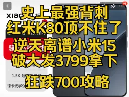 逆天香麻了，3799拿下小米15狂跌700，又新增消费券背刺红米K80了！