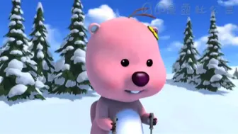 运动天赋不高的loopy宝宝努力练习滑雪