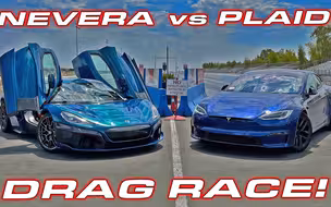 千匹级电车之战！Rimac Nevera VS 特斯拉model s plaid胶地1/4英里直线加速