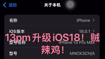 13pro Max 升级iOS18