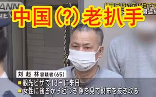 【中日双语】65岁中国籍男子刘起林在东京银座偷钱包遭警方逮捕，居然还是用旅游签证来的，看这年纪应该是老扒手了。
