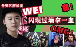 各赛区解说看WEI闪现过墙拿一血！惊呼OMG~！弹幕被“靠”刷屏！