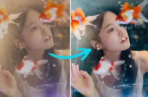 【会员视频】金鱼写真人像后期，让鱼缸后的人像清晰精致的小技巧！