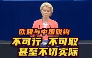 冯德莱恩：欧盟与中国脱钩显然不可行、不可取，甚至不切实际