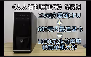 20元内最强cpu加600元内最佳显卡等于1000元即可2k分辨率畅玩3A大作？《人人有机用 正传》第5期